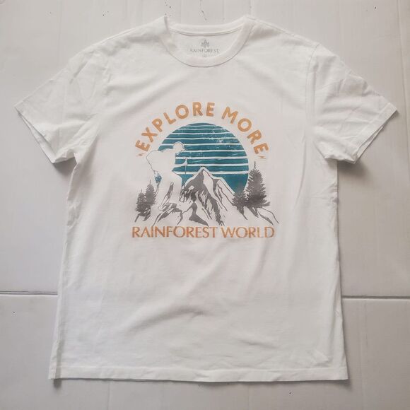 Rainforest white MENS Explore more GRAPHIC TEE medium - Picture 1 of 4